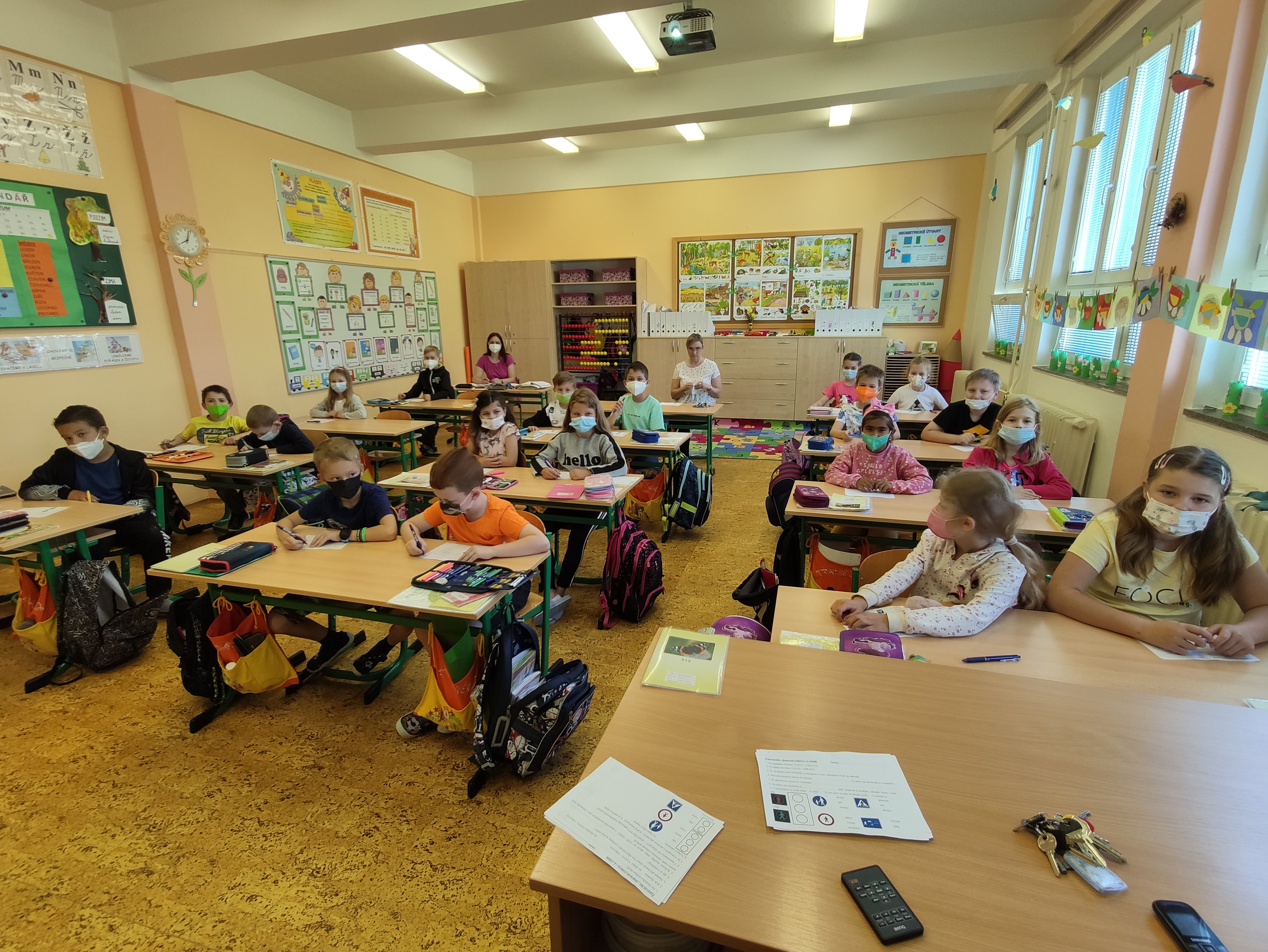 Děti ve třídě během dopravní výchovy